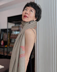 Gent’s Elephant Gray Hashia Embroidered Pashmina Shawl with Classic Design Details