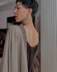 Vintage Natural Gray Dhoor Embroidered Pashmina Shawl with Geometric Designs
