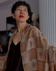 Orange IKAT Buti Embroidered Pashmina Shawl