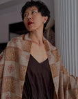 Orange IKAT Buti Embroidered Pashmina Shawl