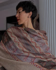 Purple IKAT Buti Embroidered Pashmina Shawl