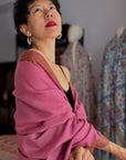 Exquisite Rose Pink Dhoor Embroidered Pashmina Shawl