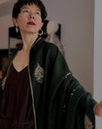 Pine Green Cypress Embroidered Pashmina Shawl