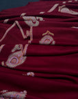 Cherry Red Batam Embroidered Pashmina Shawl
