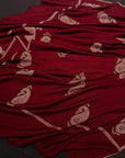 Cherry Red Batam Embroidered Pashmina Shawl