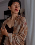 Orange IKAT Buti Embroidered Pashmina Shawl