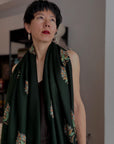 Pine Green Cypress Embroidered Pashmina Shawl