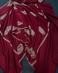 Cherry Red Batam Embroidered Pashmina Shawl
