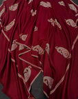 Cherry Red Batam Embroidered Pashmina Shawl