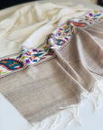 Extra Fine White Kani Palla Pashmina Scarf