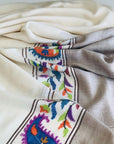 Extra Fine White Kani Palla Pashmina Scarf