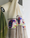 Extra Fine White Kani Palla Pashmina Scarf