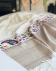 Extra Fine White Kani Palla Pashmina Scarf