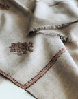 Vintage Shawl | Offwhite Hand Spun Silk Embroidery Pashmina Shawl