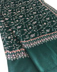 Emerald Green Buti Jaal Embroidery Pashmina Shawl 5