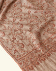 Dark Camel Paisley Design Embroidery Pashmina Scarf