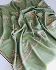 Pea Green Floral Butidar Embroidery Pashmina Shawl