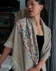 Châle Kani Pashmina beige à motif floral, 3 mètres
