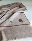 Vintage Shawl | Offwhite Hand Spun Silk Embroidery Pashmina Shawl