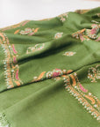 Jade Green Floral Butidar Embroidery Pashmina Shawl