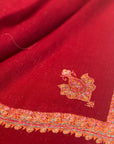 Vintage Maroon Hashia Embroidery Pashmina Shawl