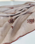 Vintage Shawl | Offwhite Hand Spun Silk Embroidery Pashmina Shawl