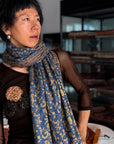 Vintage Foggy Blue Paisley Pashmina Shawl