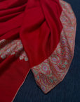 Peach Red Dhoor Embroidery Pashmina Shawl