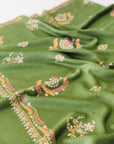 Jade Green Floral Butidar Embroidery Pashmina Shawl