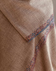 Light Camel Hashidar Silk Embroidery Pashmina Shawl