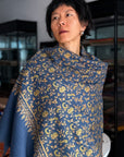 Vintage Foggy Blue Paisley Pashmina Shawl