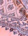 Coral Pink Jamawar Embroidery Pashmina Shawl 6