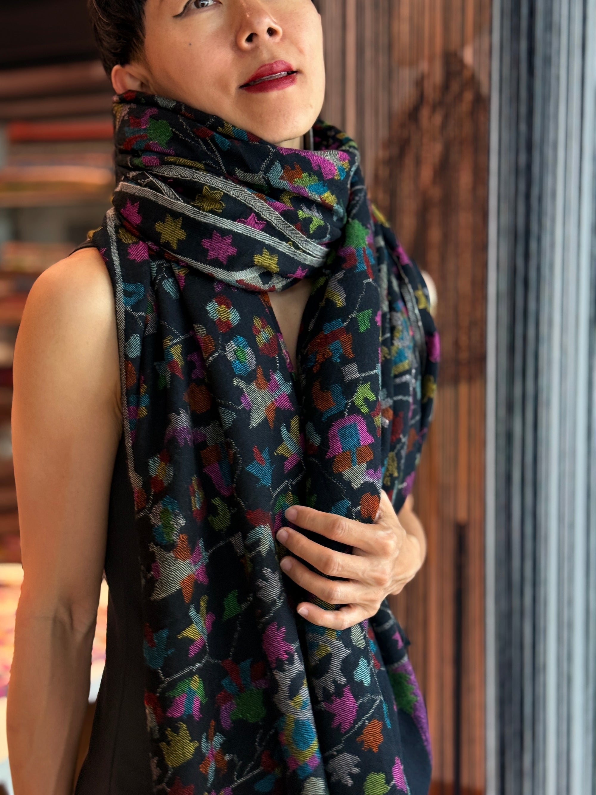 3 Yard Black Forest Kani Pashmina Shawl