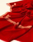 Red Hashidar Silk Embroidery Pashmina Shawl