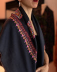 Châle Pashmina à motif de bouquet de cônes noirs
