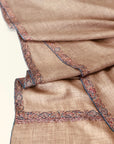 Light Camel Hashidar Silk Embroidery Pashmina Shawl