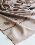 Vintage Shawl | Offwhite Hand Spun Silk Embroidery Pashmina Shawl