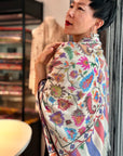 Oversized White Floral Design Kani Pashmina Shawl