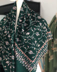 Emerald Green Buti Jaal Embroidery Pashmina Shawl 2