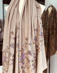 Light Camel Butterfly Design Embroidery Pashmina Shawl