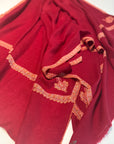 Vintage Maroon Hashia Embroidery Pashmina Shawl