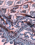 Coral Pink Jamawar Embroidery Pashmina Shawl 1