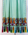 Turquoise Kalamkari Palla Floral Design Embroidery Pashmina Shawl