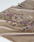 Light Camel Butterfly Design Embroidery Pashmina Shawl