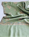 Pea Green Floral Butidar Embroidery Pashmina Shawl