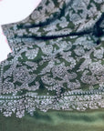 Emerald Green Paisley Embroidery Pashmina Shawl Image 1