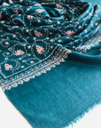 Jade Green Buti Jaal Embroidery Pashmina Shawl 5