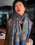 Vintage Foggy Blue Paisley Pashmina Shawl