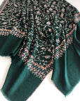 Emerald Green Buti Jaal Embroidery Pashmina Shawl 9