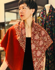 Maroon Silk Sozni Jamawar Embroider Pashmina Shawl